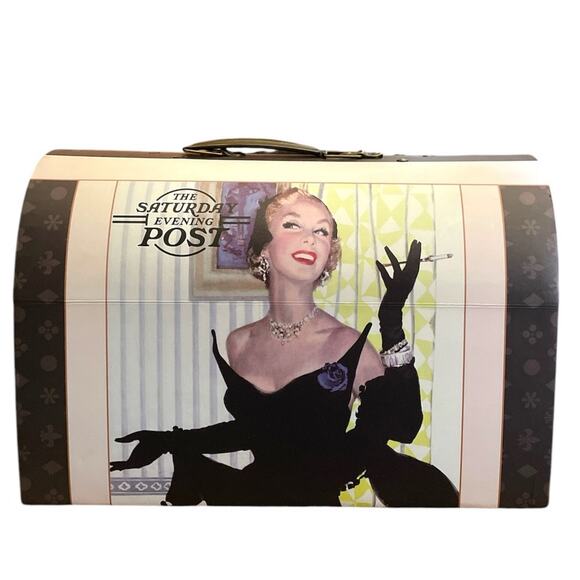 Saturday Evening Post Keepsake Multipurpose Hard Board Chest Box - Picture 1 of 9